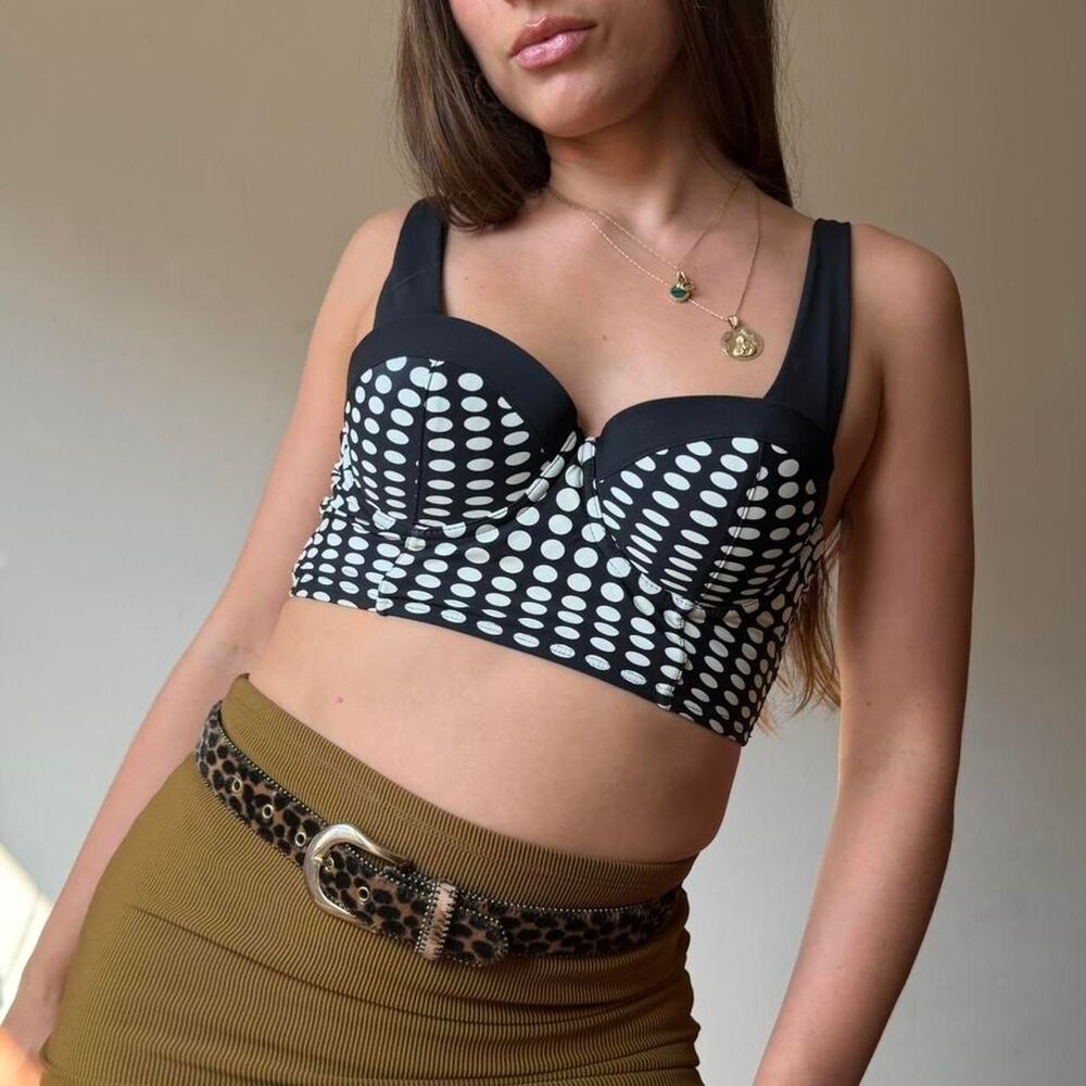 Vintage polka dot bustier swim top